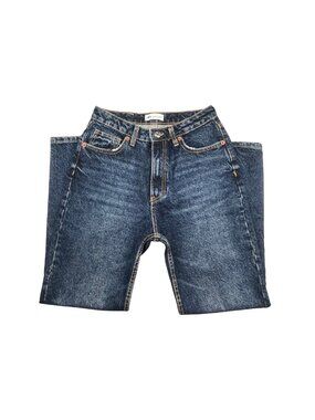 ZARA High‎ Waisted Mom Jeans Size 4 Blue Acid Wash Tapered Ankle